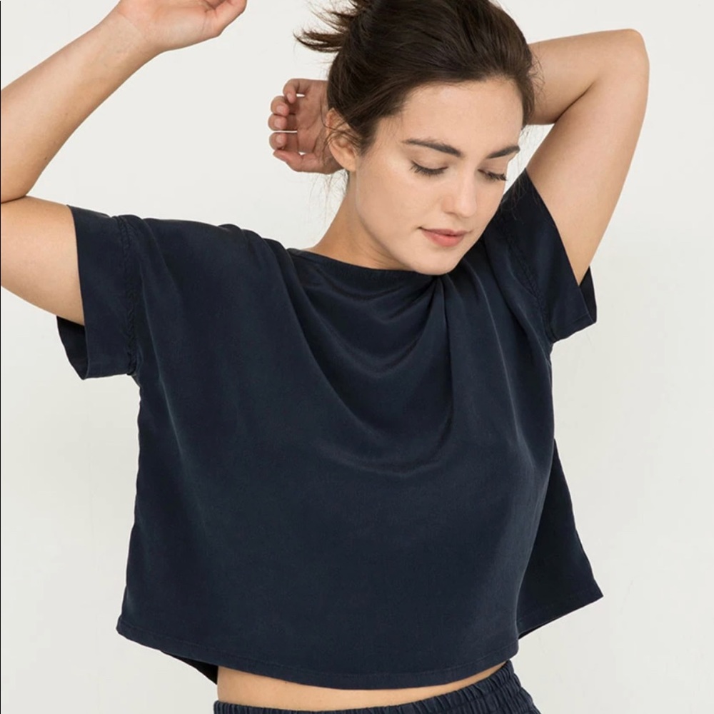 Elizabeth Suzann Georgia Tee in Navy Silk Crepe